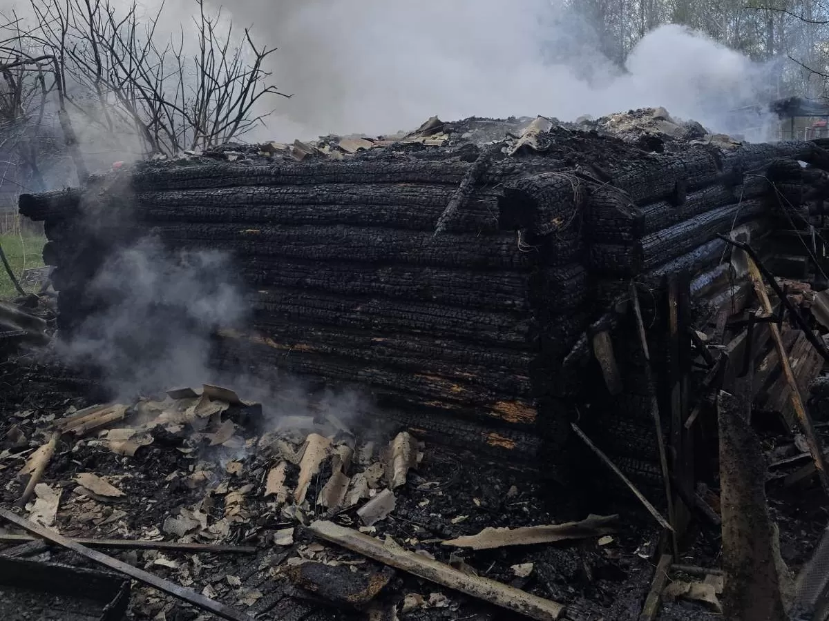 Пожар бани в деревне Дуброва